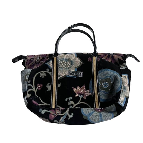 Longchamp Vintage Floral Velvet Canvas Hobo Bag Purse RARE - Picture 1 of 10